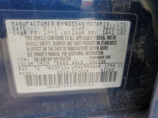 2017 NISSAN SENTRA S - 3N1AB7AP1HY364760