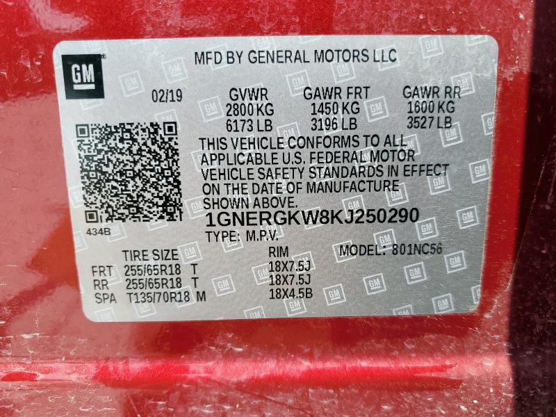2019 CHEVROLET TRAVERSE L - 1GNERGKW8KJ250290