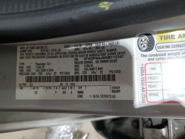 2019 FORD FIESTA S 3FADP4AJ6KM115347
