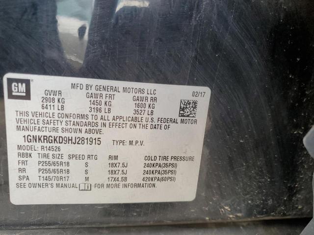 2017 CHEVROLET TRAVERSE L - 1GNKRGKD9HJ281915
