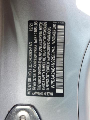 2022 PORSCHE CAYMAN BAS WP0AA2A84NS255294
