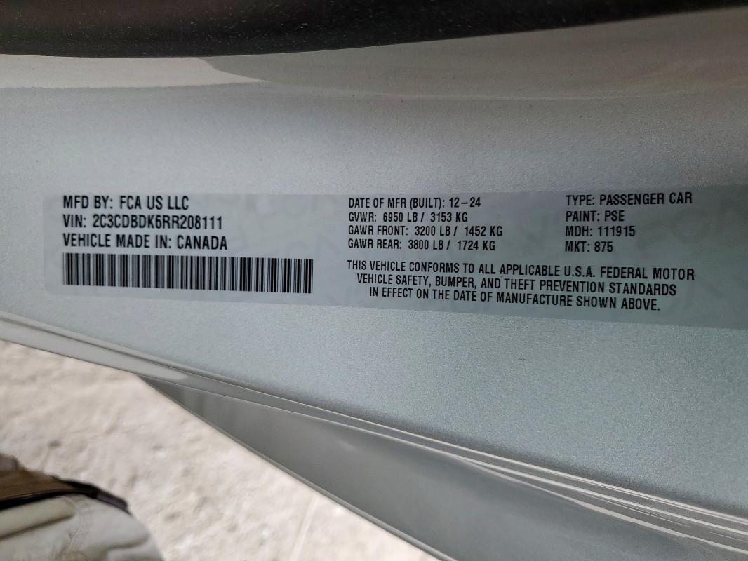 2024 DODGE CHARGER DA 2C3CDBDK6RR208111