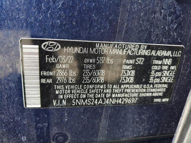 2022 HYUNDAI SANTA FE S - 5NMS24AJ4NH429697