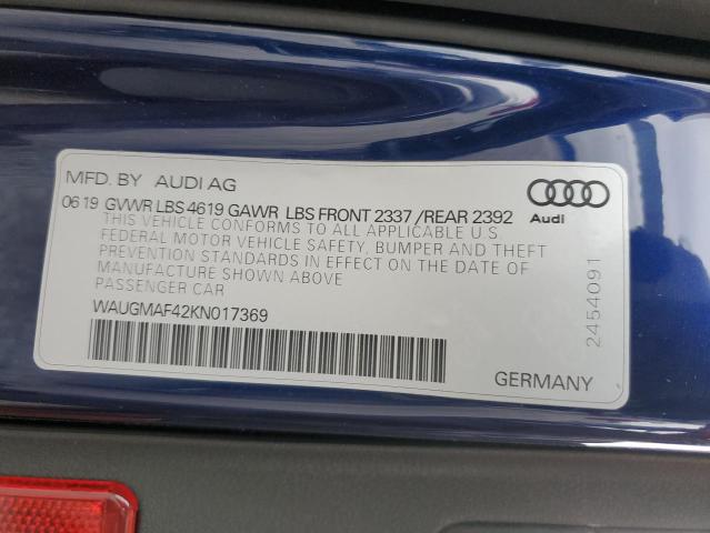 2019 AUDI A4 PREMIUM WAUGMAF42KN017369