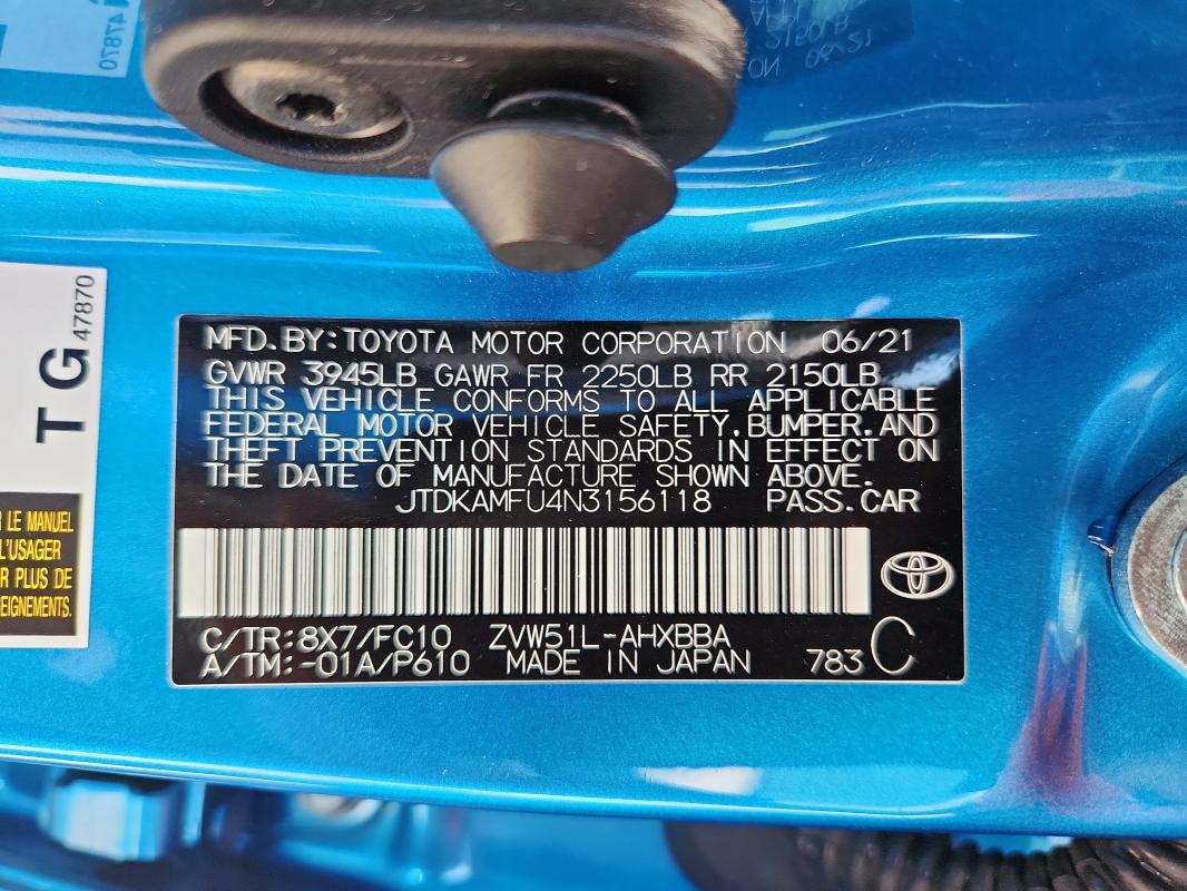 2022 TOYOTA PRIUS NIGH - JTDKAMFU4N3156118