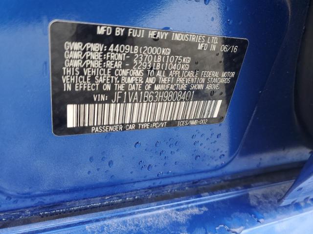 2017 SUBARU WRX JF1VA1B63H9808401