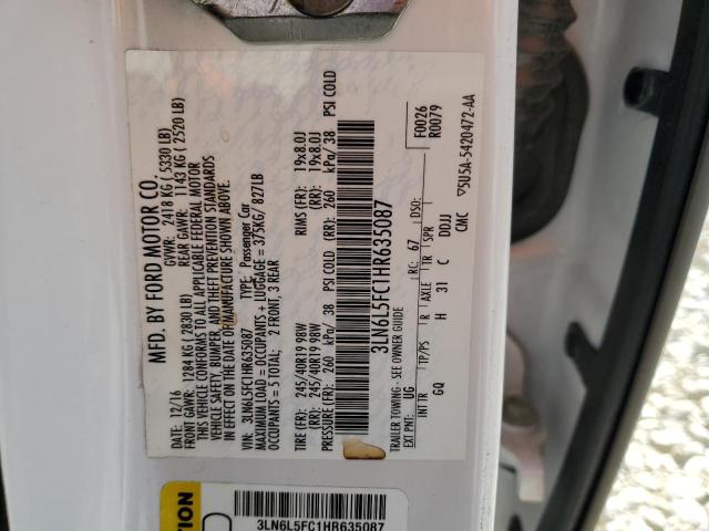 2017 LINCOLN MKZ RESERV - 3LN6L5FC1HR635087