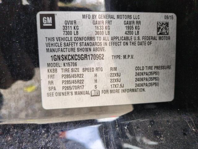 2016 CHEVROLET TAHOE K150 1GNSKCKC5GR170962