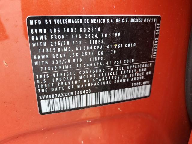 2019 VOLKSWAGEN TIGUAN SEL 3VV4B7AX2KM145428