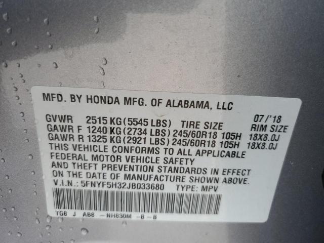 2018 HONDA PILOT EX 5FNYF5H32JB033680