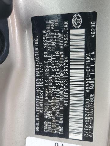 2017 TOYOTA CAMRY LE - 4T1BF1FK2HU383784