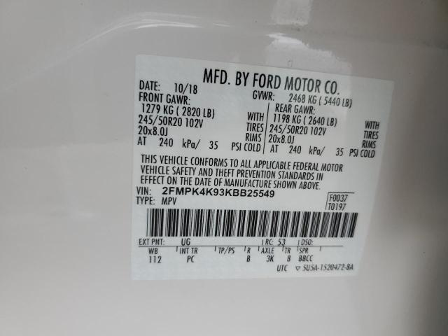 2019 FORD EDGE TITAN - 2FMPK4K93KBB25549