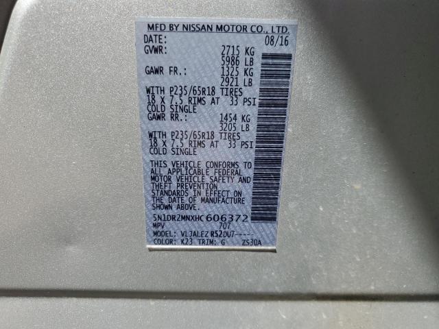 2017 NISSAN PATHFINDER - 5N1DR2MNXHC606372