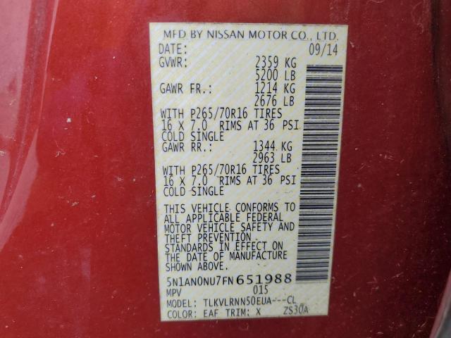 2015 NISSAN XTERRA X 5N1AN0NU7FN651988