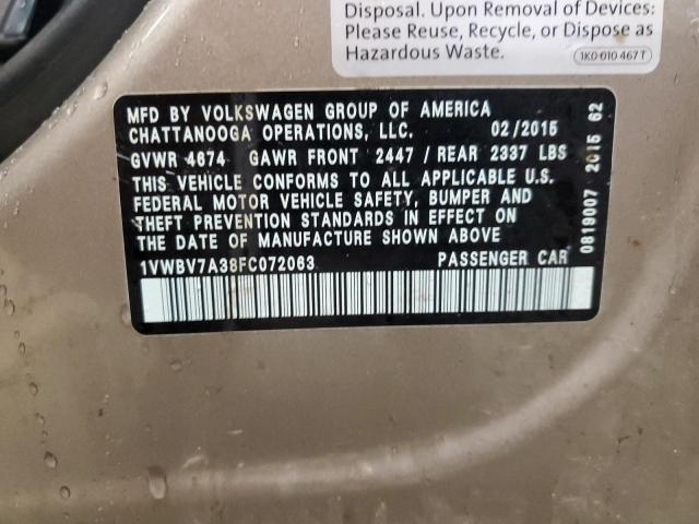 2015 VOLKSWAGEN PASSAT SE - 1VWBV7A38FC072063