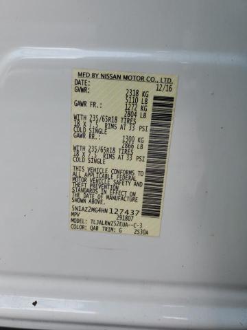 2017 NISSAN MURANO S 5N1AZ2MG4HN127437