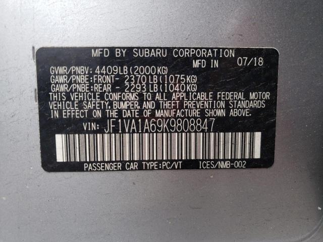 2019 SUBARU WRX JF1VA1A69K9808847