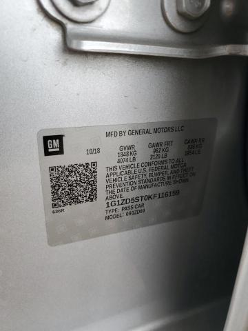 2019 CHEVROLET MALIBU 1G1ZD5ST0KF116159
