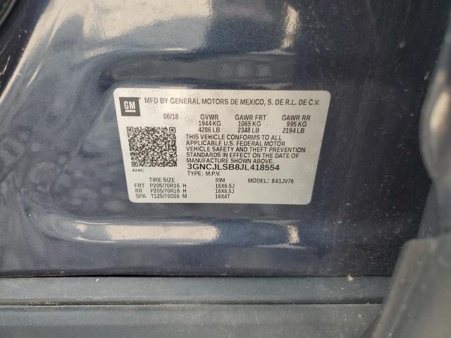 2018 CHEVROLET TRAX 1LT 3GNCJLSB8JL418554