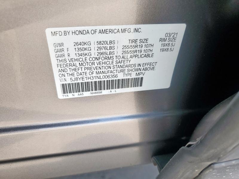 2022 ACURA MDX 5J8YE1H31NL006356