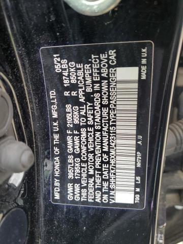 2021 HONDA CIVIC EX - SHHFK7H6XMU423115