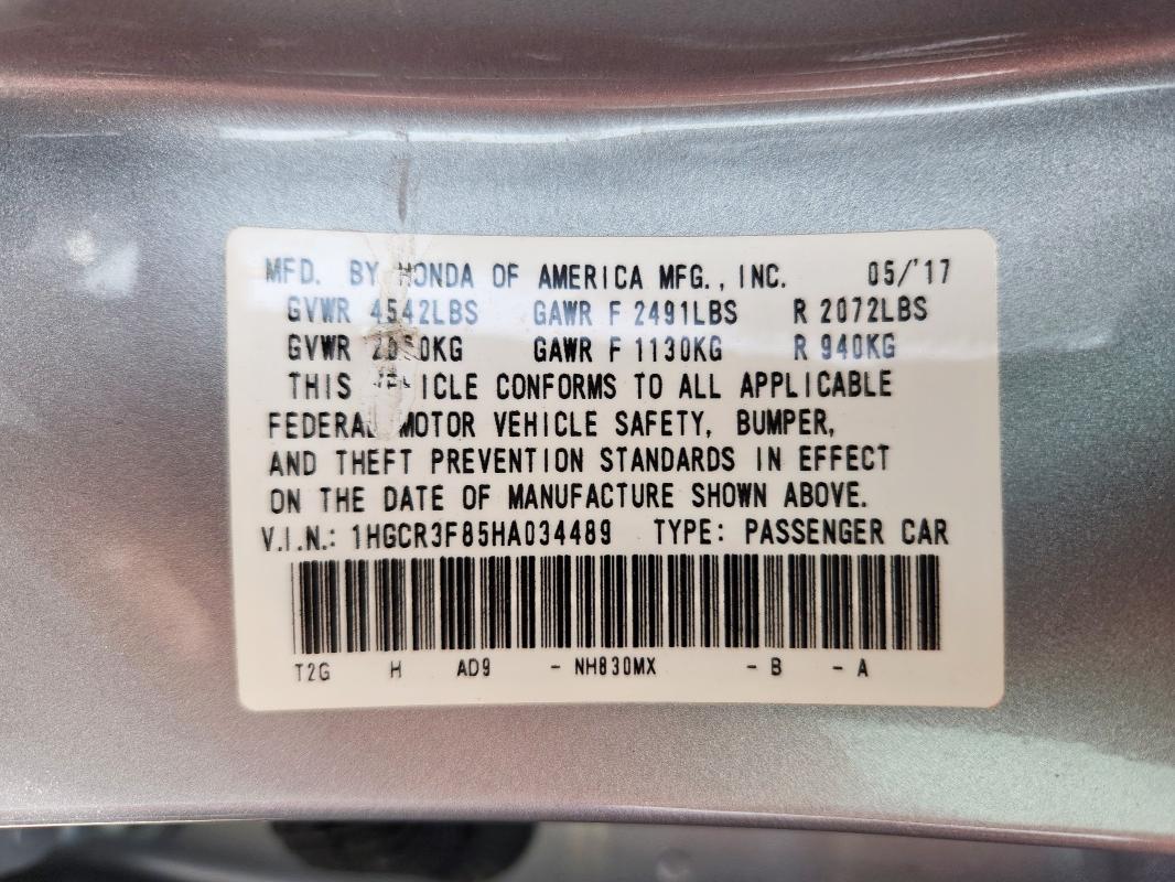 2017 HONDA ACCORD EXL - 1HGCR3F85HA034489