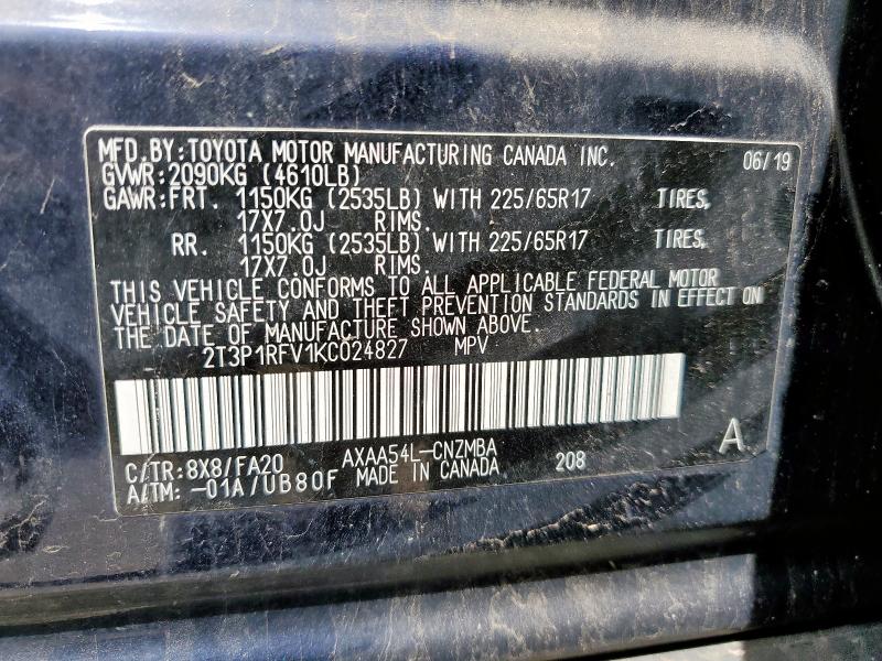 2019 TOYOTA RAV4 XLE - 2T3P1RFV1KC024827