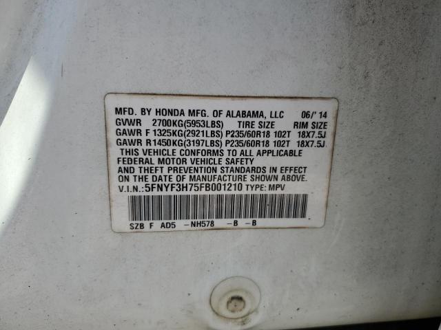 2015 HONDA PILOT EXLN - 5FNYF3H75FB001210