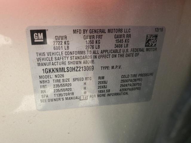 2017 GMC ACADIA SLT 1GKKNMLS0HZ213069