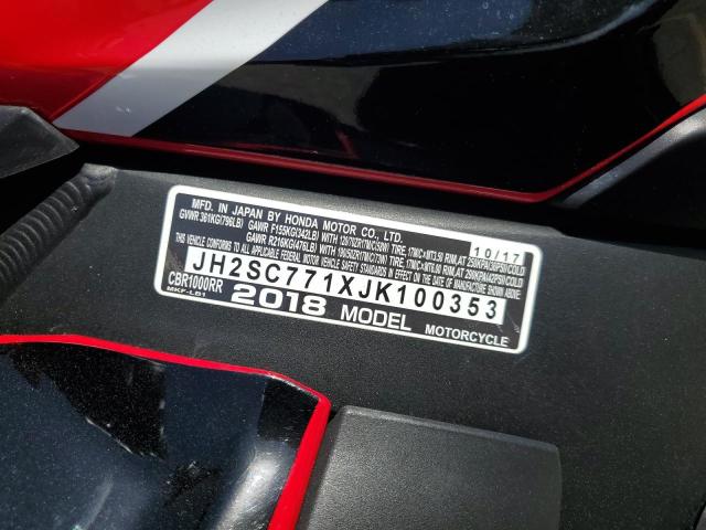 2018 HONDA CBR1000 RR JH2SC771XJK100353