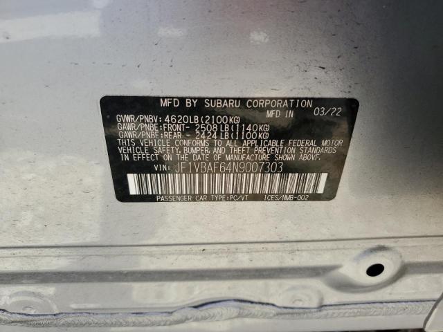 2022 SUBARU WRX PREMIU JF1VBAF64N9007303