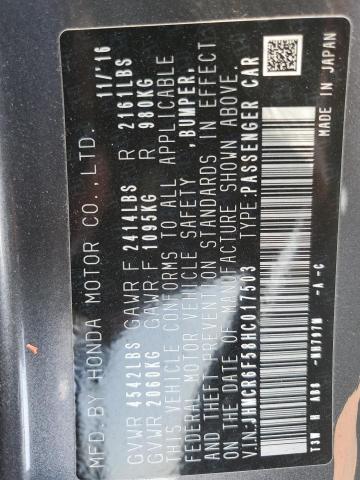 2017 HONDA ACCORD HYB - JHMCR6F58HC017503