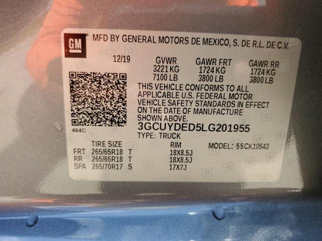 2020 CHEVROLET SILVERADO - 3GCUYDED5LG201955