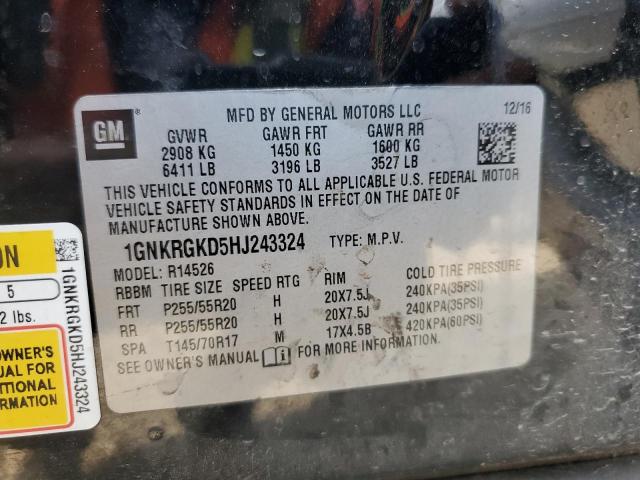 2017 CHEVROLET TRAVERSE L 1GNKRGKD5HJ243324
