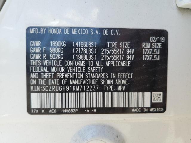 2019 HONDA HR-V TOURI 3CZRU6H91KM712237