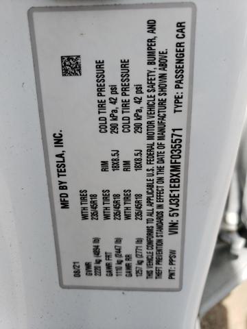 2021 TESLA MODEL 3 5YJ3E1EBXMF035571