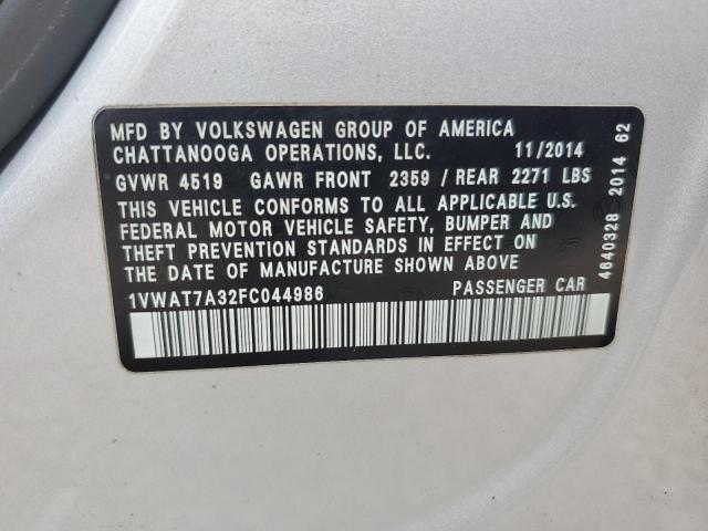 2015 VOLKSWAGEN PASSAT S - 1VWAT7A32FC044986