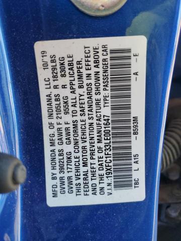 2020 HONDA CIVIC EX - 19XFC1F33LE001647