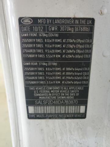 2013 LAND ROVER RANGE ROVE - SALSF2D48DA783870