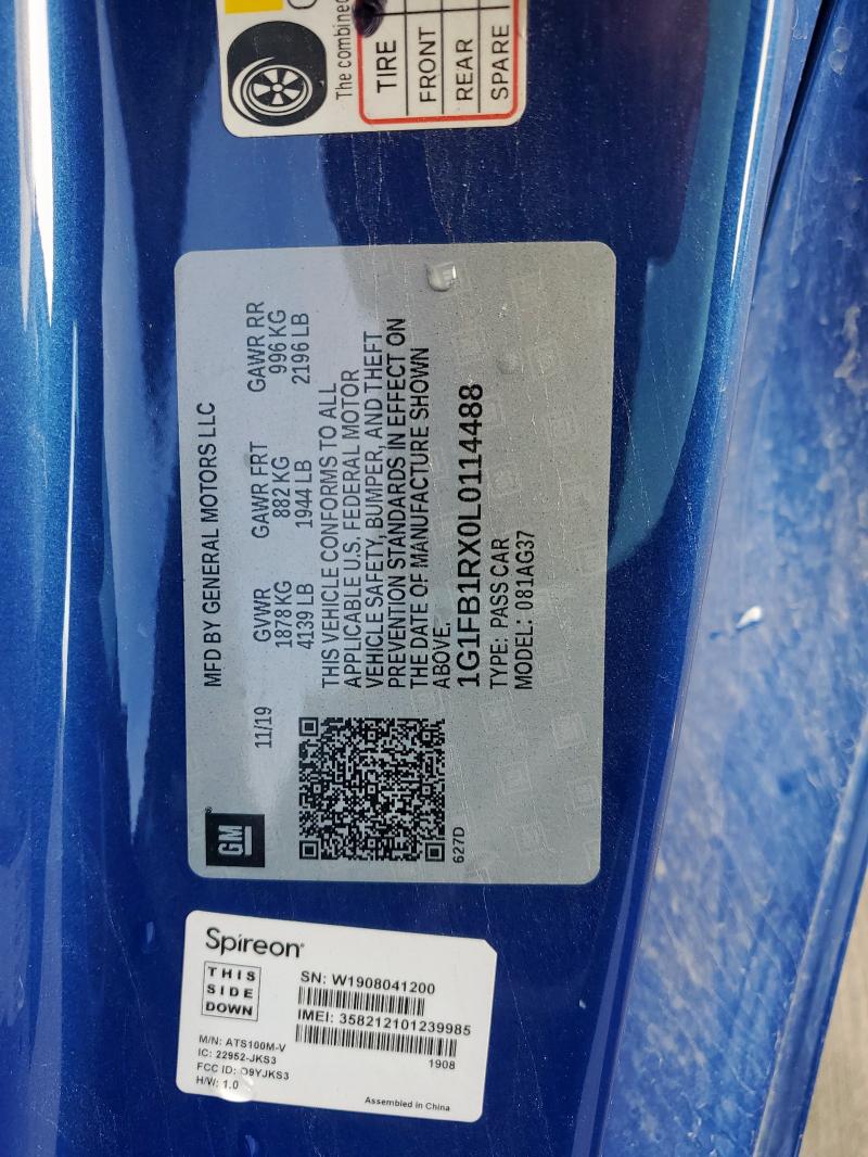 2020 CHEVROLET CAMARO LS 1G1FB1RX0L0114488