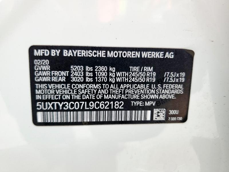 2020 BMW X3 SDRIVE3 5UXTY3C07L9C62182