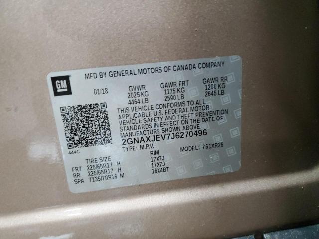 2018 CHEVROLET EQUINOX LT - 2GNAXJEV7J6270496