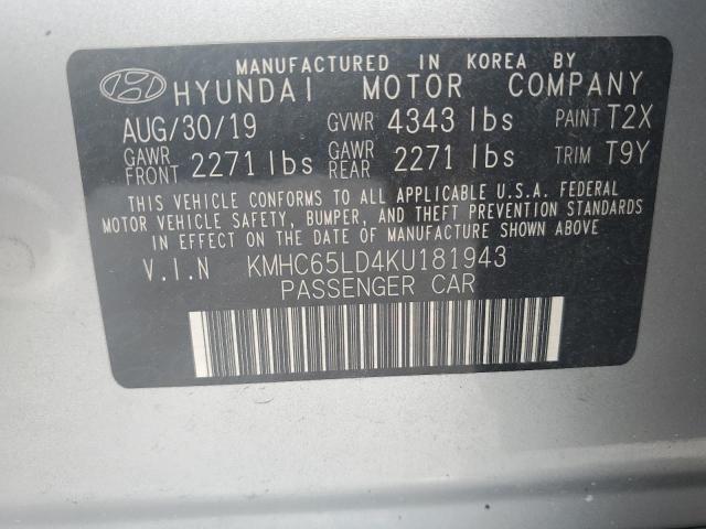 2019 HYUNDAI IONIQ - KMHC65LD4KU181943