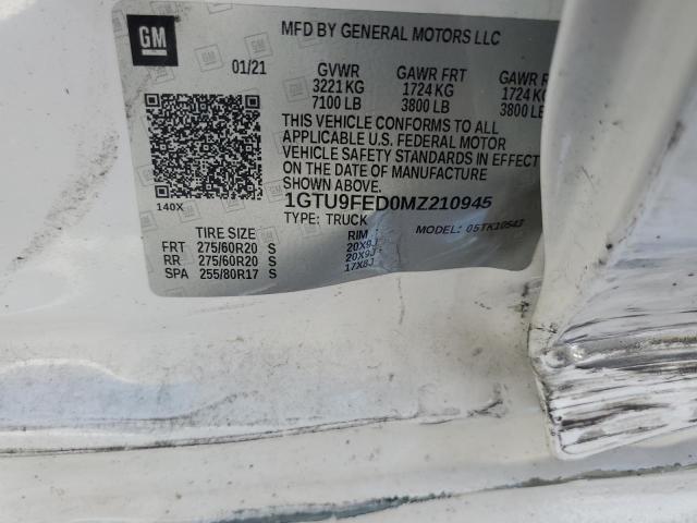2021 GMC SIERRA K15 - 1GTU9FED0MZ210945