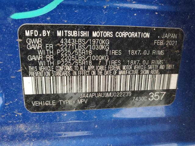 2021 MITSUBISHI OUTLANDER - JA4APUAU9MU022239