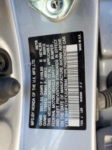 2018 HONDA CIVIC EXL SHHFK7H7XJU423944