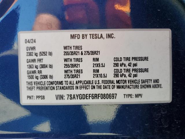 2024 TESLA MODEL Y - 7SAYGDEF6RF080697