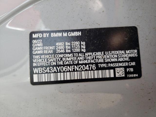 2022 BMW M3 COMPETI WBS43AY06NFN20476