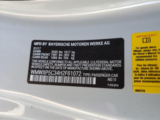 2017 MINI COOPER WMWXP5C34H2F61072