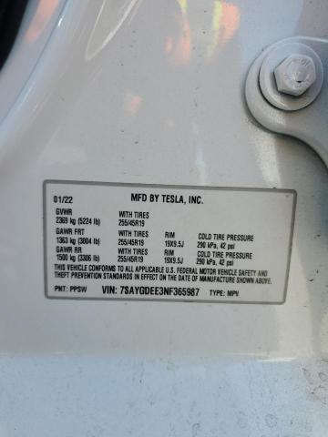2022 TESLA MODEL Y - 7SAYGDEE3NF365987